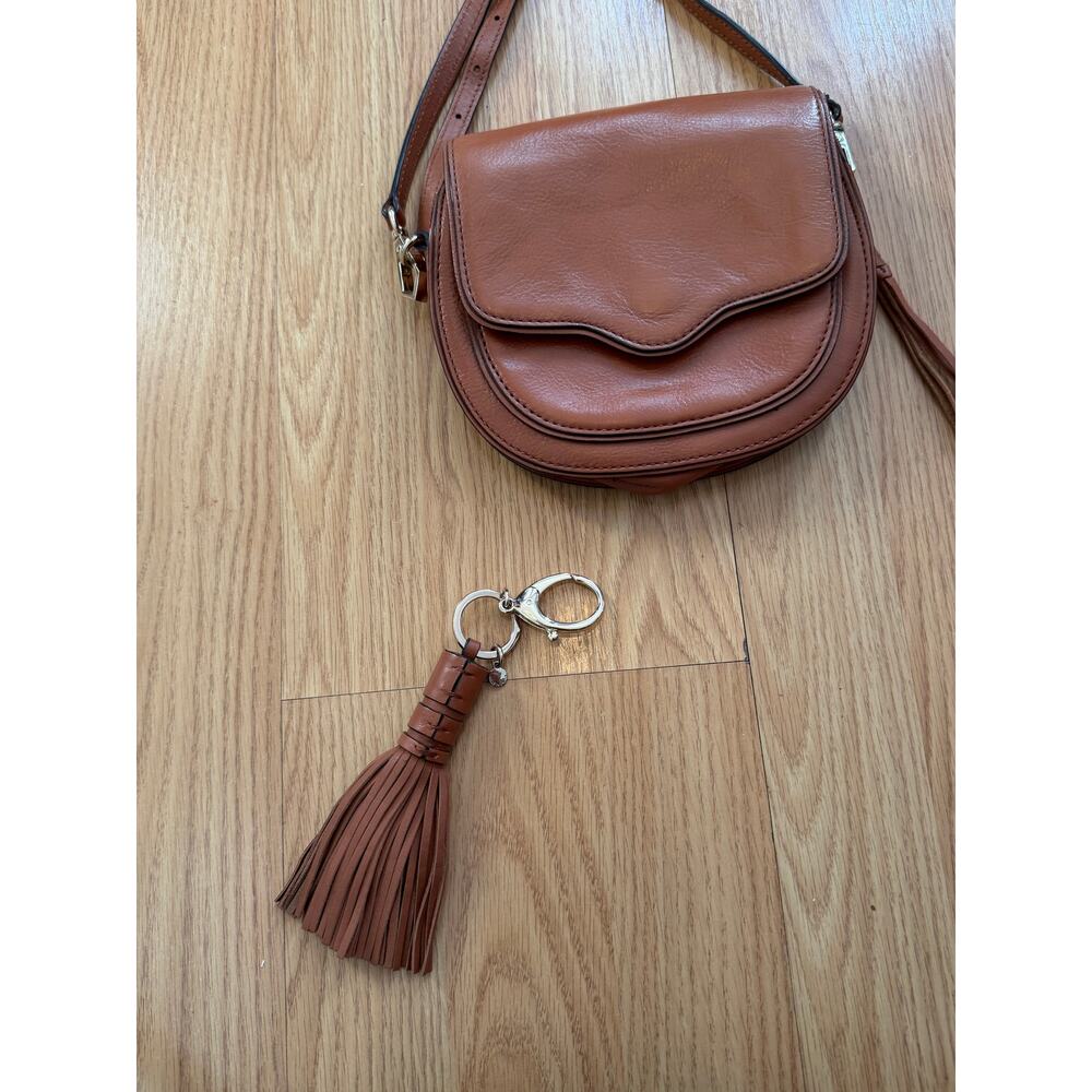 Rebecca Minkoff Brown Leather‎ Small Crossbody Bag Fringed Zipper Purse - Picture 3 of 10